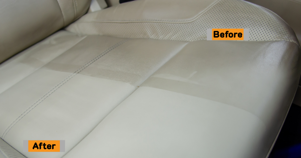 Resultado do hidratante de couro automotivo com aparência uniforme e conservação do estofado